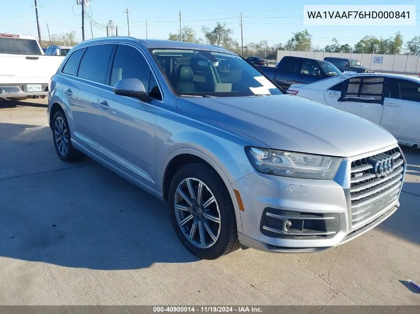 2017 Audi Q7 3.0T Premium VIN: WA1VAAF76HD000841 Lot: 40900014