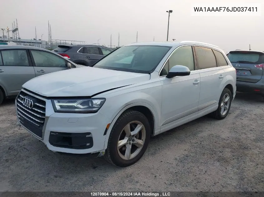 2018 Audi Q7 VIN: WA1AAAF76JD037411 Lot: 12070904