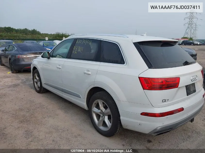 2018 Audi Q7 VIN: WA1AAAF76JD037411 Lot: 12070904