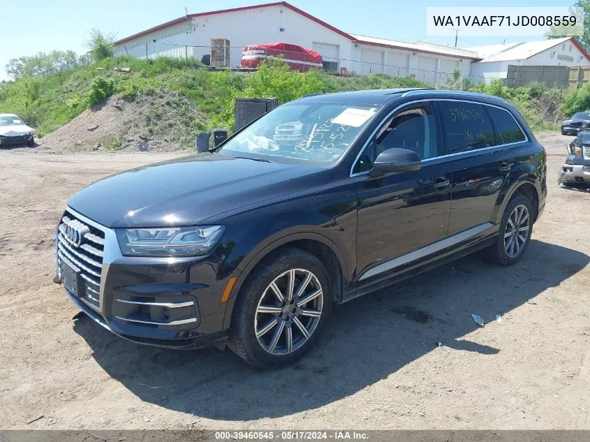 2018 Audi Q7 3.0T Premium VIN: WA1VAAF71JD008559 Lot: 39460545