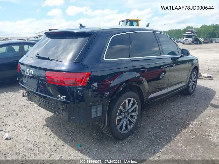 2018 Audi Q7 3.0T Premium VIN: WA1LAAF78JD000644 Lot: 39944073