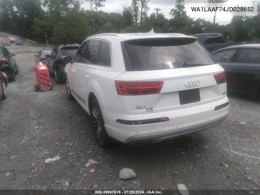 2018 Audi Q7 3.0T Premium VIN: WA1LAAF74JD028652 Lot: 39967619