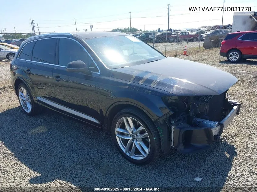 2018 Audi Q7 3.0T Premium VIN: WA1VAAF77JD031778 Lot: 40102825