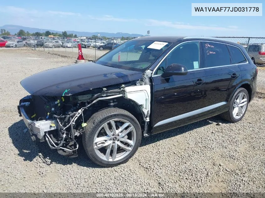 2018 Audi Q7 3.0T Premium VIN: WA1VAAF77JD031778 Lot: 40102825