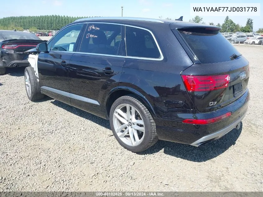 2018 Audi Q7 3.0T Premium VIN: WA1VAAF77JD031778 Lot: 40102825