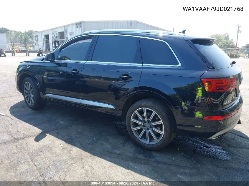 2018 Audi Q7 3.0T Premium VIN: WA1VAAF79JD021768 Lot: 40189894