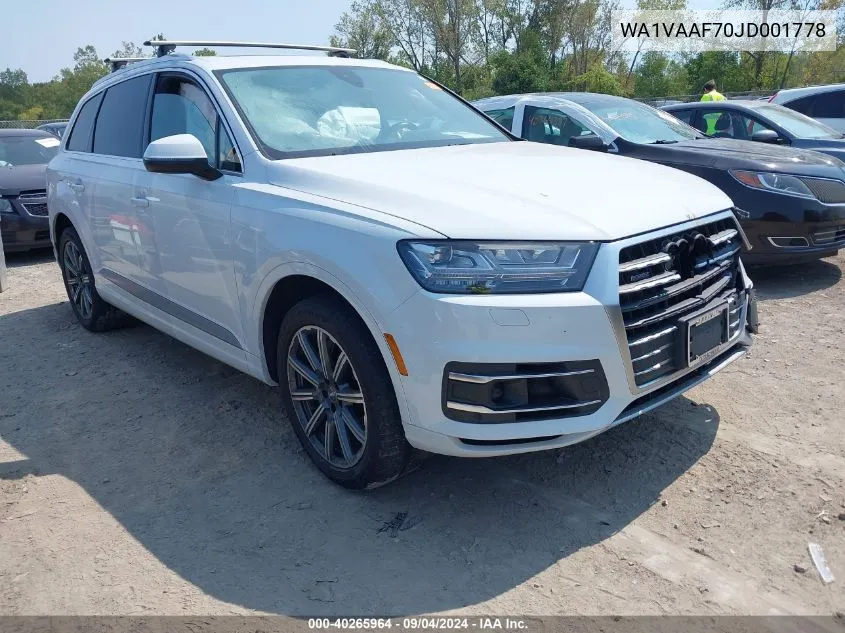 2018 Audi Q7 3.0T Premium VIN: WA1VAAF70JD001778 Lot: 40265964