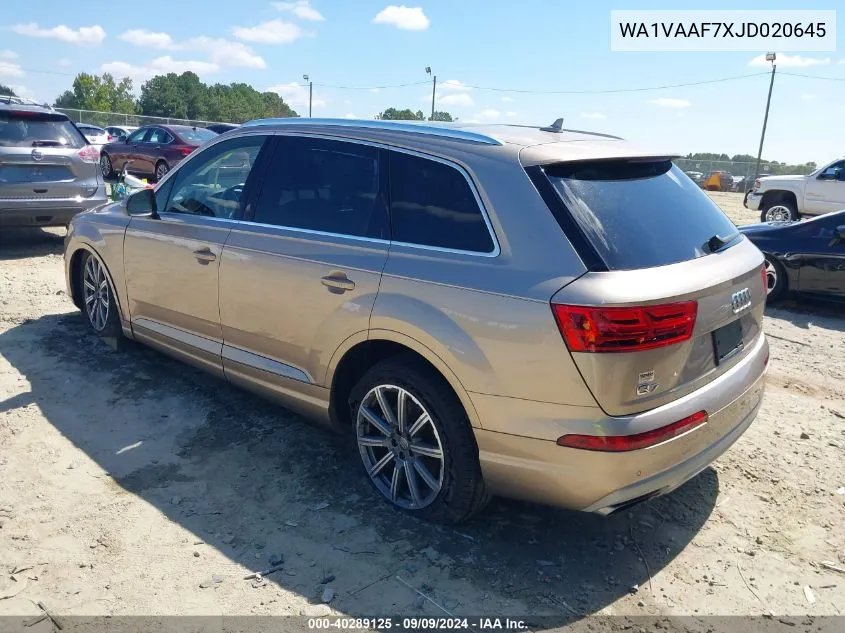 2018 Audi Q7 3.0T Premium VIN: WA1VAAF7XJD020645 Lot: 40289125