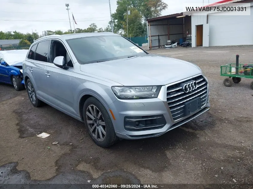 2018 Audi Q7 3.0T Premium VIN: WA1VABF75JD001331 Lot: 40342060