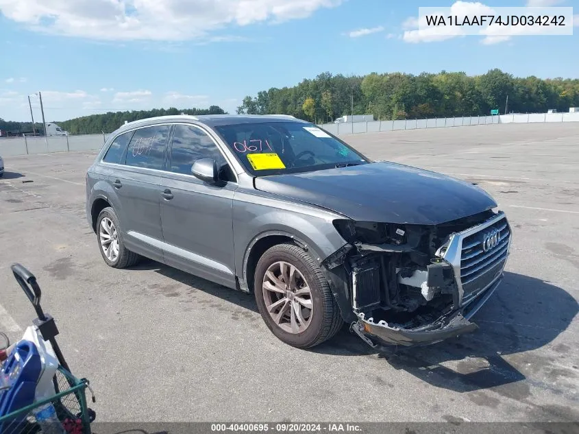 2018 Audi Q7 3.0T Premium VIN: WA1LAAF74JD034242 Lot: 40400695