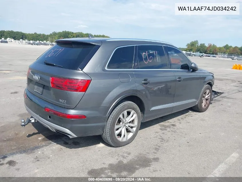 2018 Audi Q7 3.0T Premium VIN: WA1LAAF74JD034242 Lot: 40400695