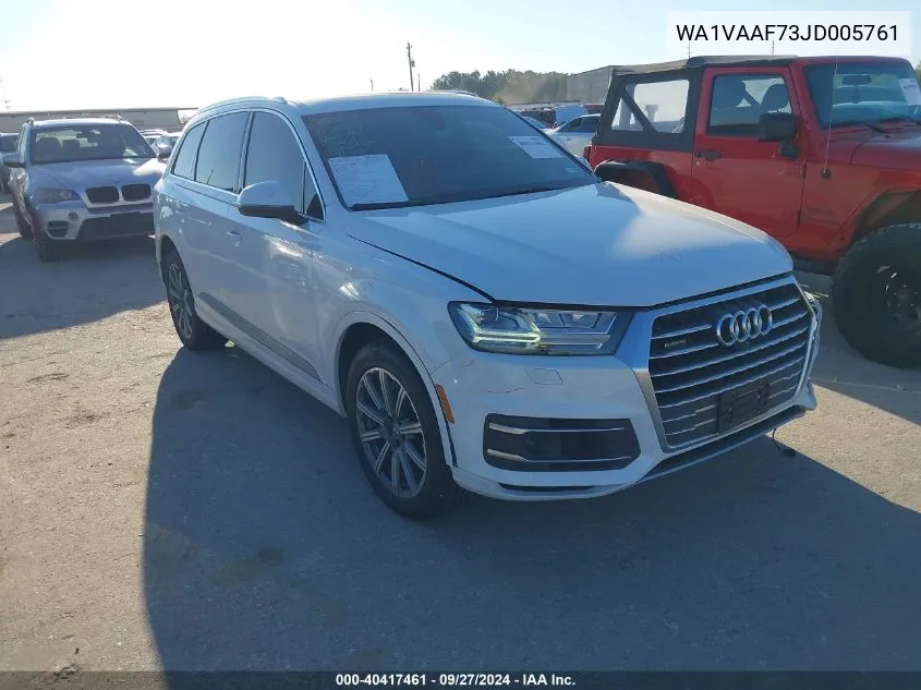 2018 Audi Q7 3.0T Premium VIN: WA1VAAF73JD005761 Lot: 40417461