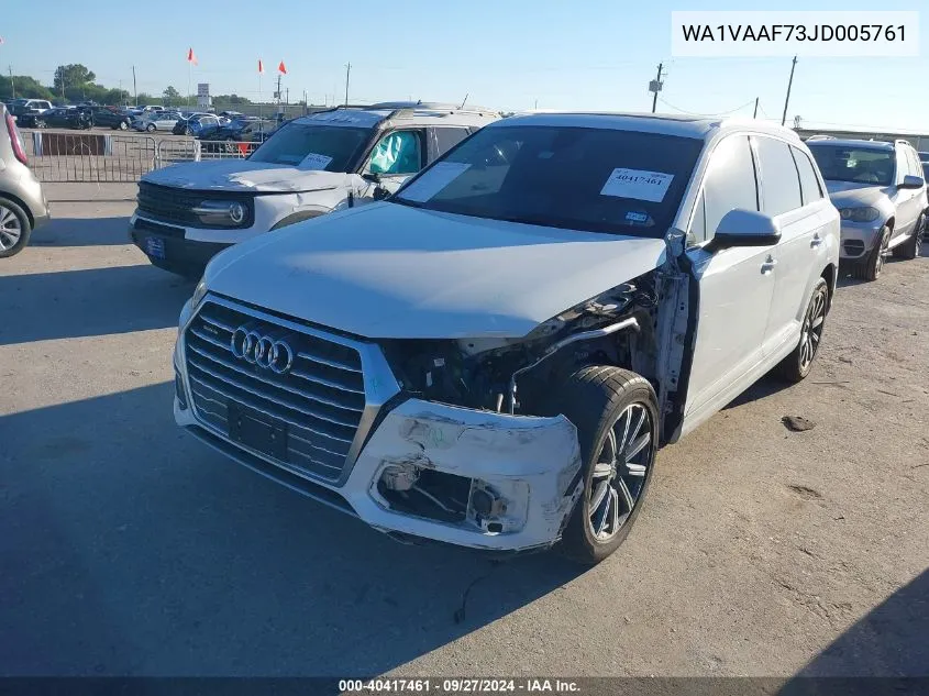 2018 Audi Q7 3.0T Premium VIN: WA1VAAF73JD005761 Lot: 40417461