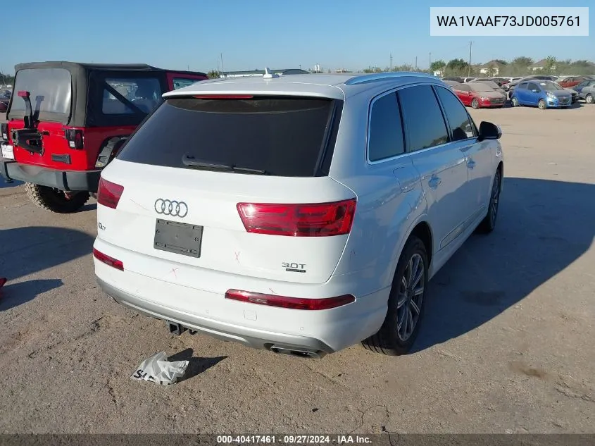 2018 Audi Q7 3.0T Premium VIN: WA1VAAF73JD005761 Lot: 40417461