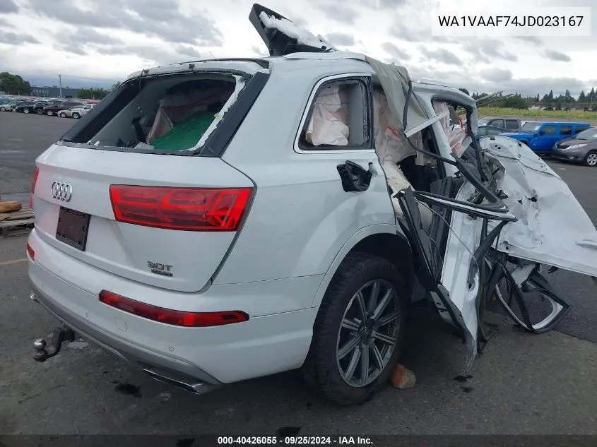 2018 Audi Q7 3.0T Premium VIN: WA1VAAF74JD023167 Lot: 40426055