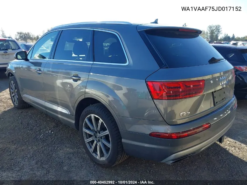 2018 Audi Q7 3.0T Premium VIN: WA1VAAF75JD017152 Lot: 40452992