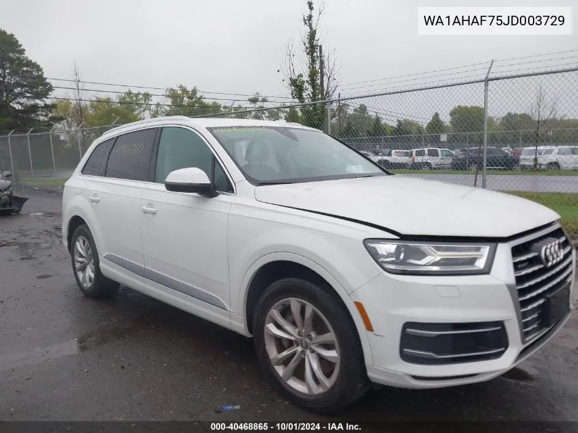 2018 Audi Q7 Premium VIN: WA1AHAF75JD003729 Lot: 40468865