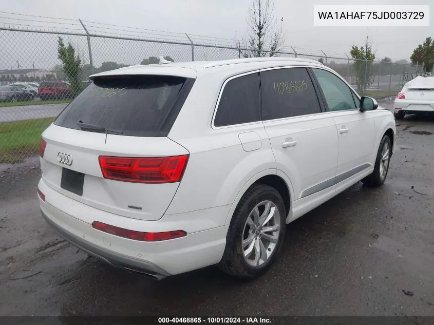 2018 Audi Q7 Premium VIN: WA1AHAF75JD003729 Lot: 40468865