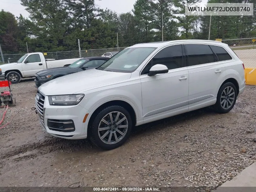 2018 Audi Q7 2.0T Premium VIN: WA1LHAF72JD038740 Lot: 40472491