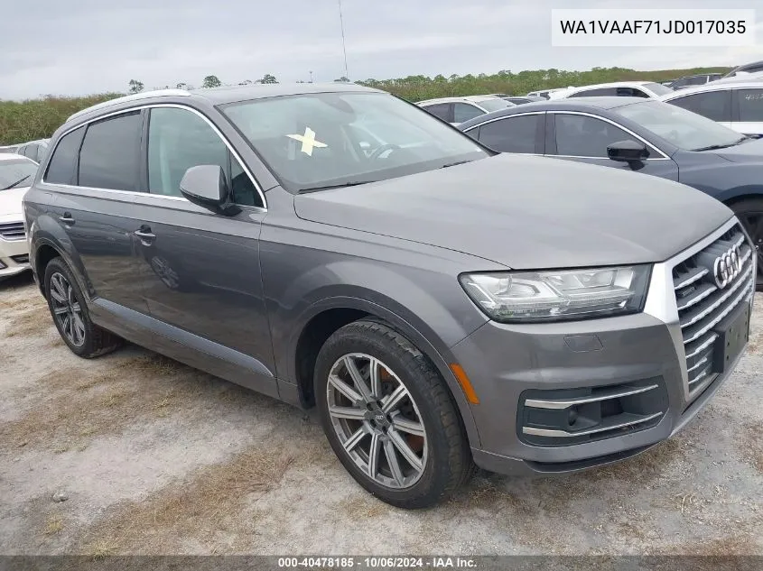 2018 Audi Q7 3.0T Premium VIN: WA1VAAF71JD017035 Lot: 40478185