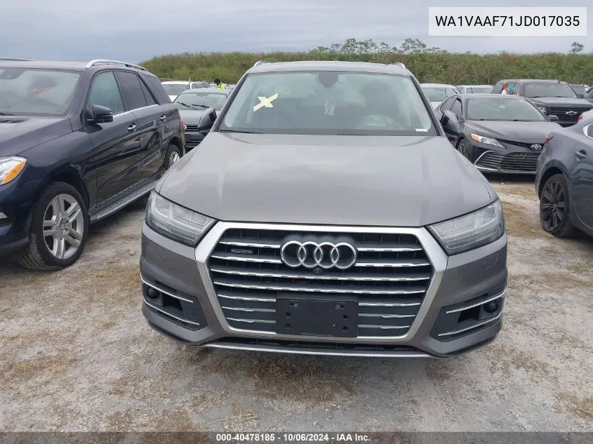 2018 Audi Q7 3.0T Premium VIN: WA1VAAF71JD017035 Lot: 40478185