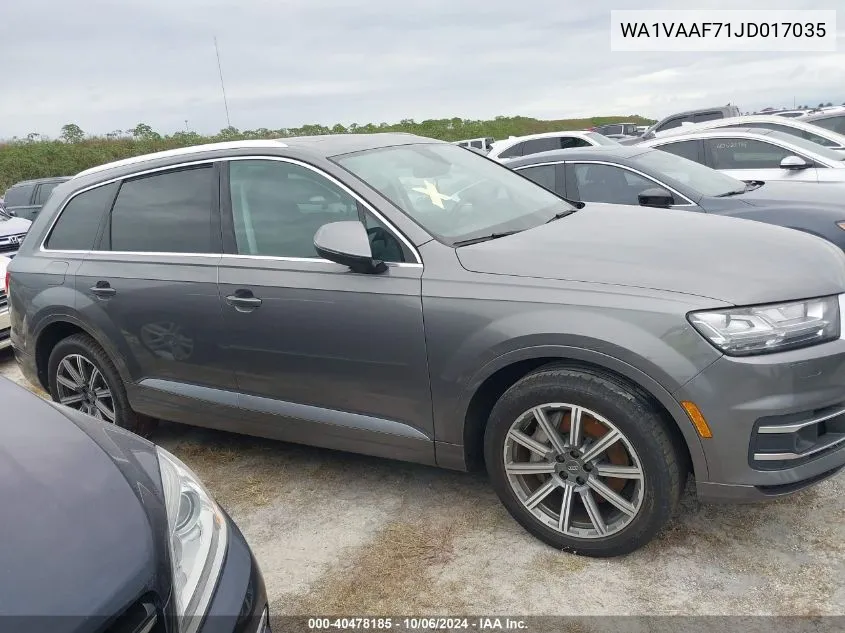 2018 Audi Q7 3.0T Premium VIN: WA1VAAF71JD017035 Lot: 40478185