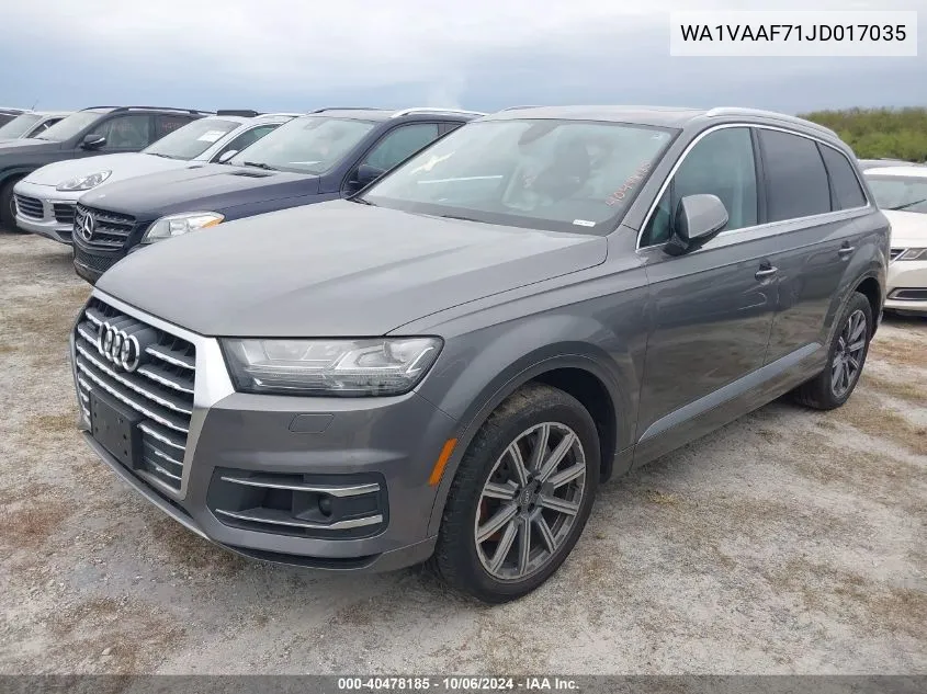 2018 Audi Q7 3.0T Premium VIN: WA1VAAF71JD017035 Lot: 40478185