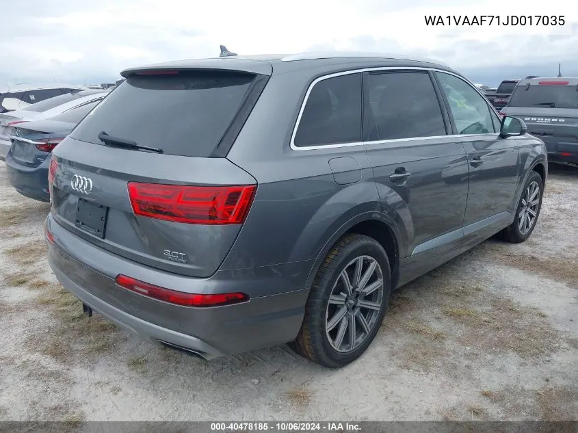 2018 Audi Q7 3.0T Premium VIN: WA1VAAF71JD017035 Lot: 40478185