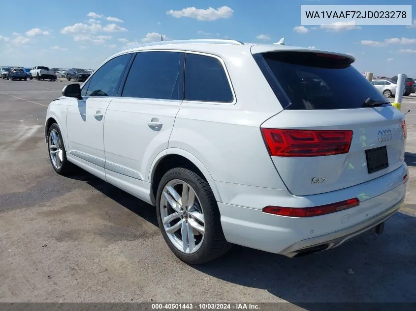 2018 Audi Q7 3.0T Premium VIN: WA1VAAF72JD023278 Lot: 40501443