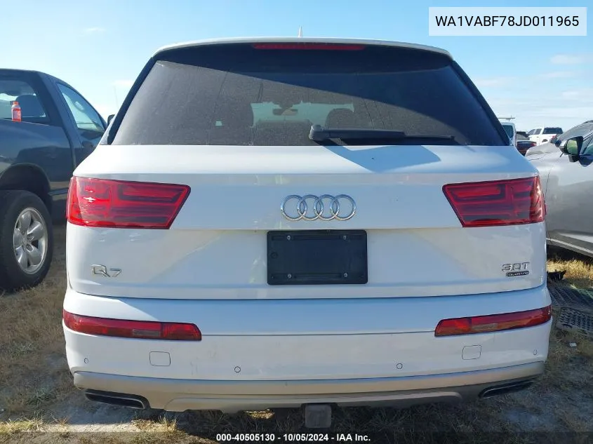 2018 Audi Q7 Prestige VIN: WA1VABF78JD011965 Lot: 40505130