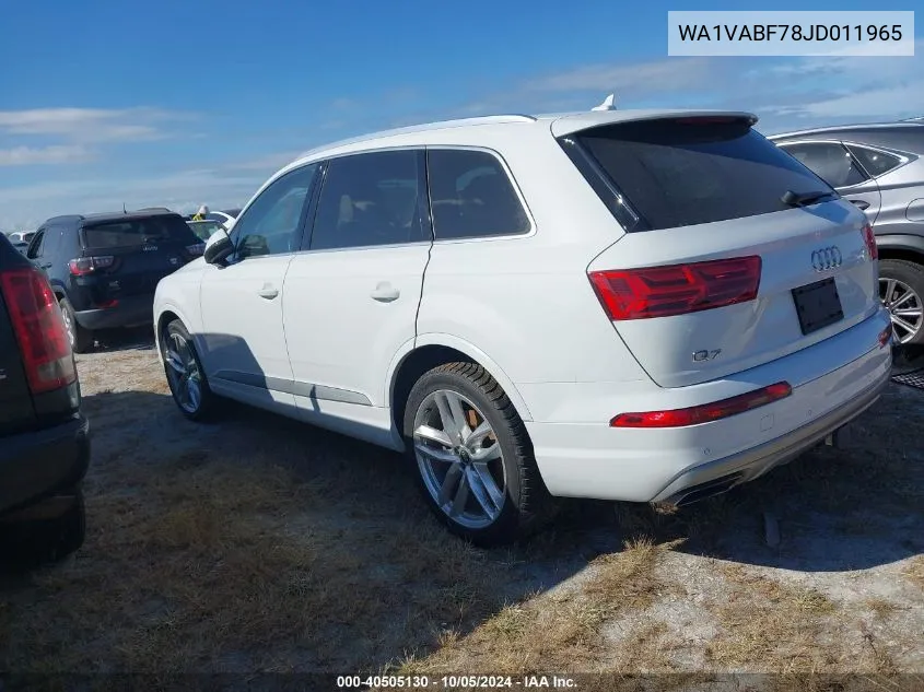 2018 Audi Q7 Prestige VIN: WA1VABF78JD011965 Lot: 40505130