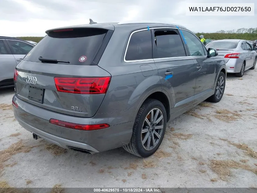 2018 Audi Q7 3.0T Premium VIN: WA1LAAF76JD027650 Lot: 40629575