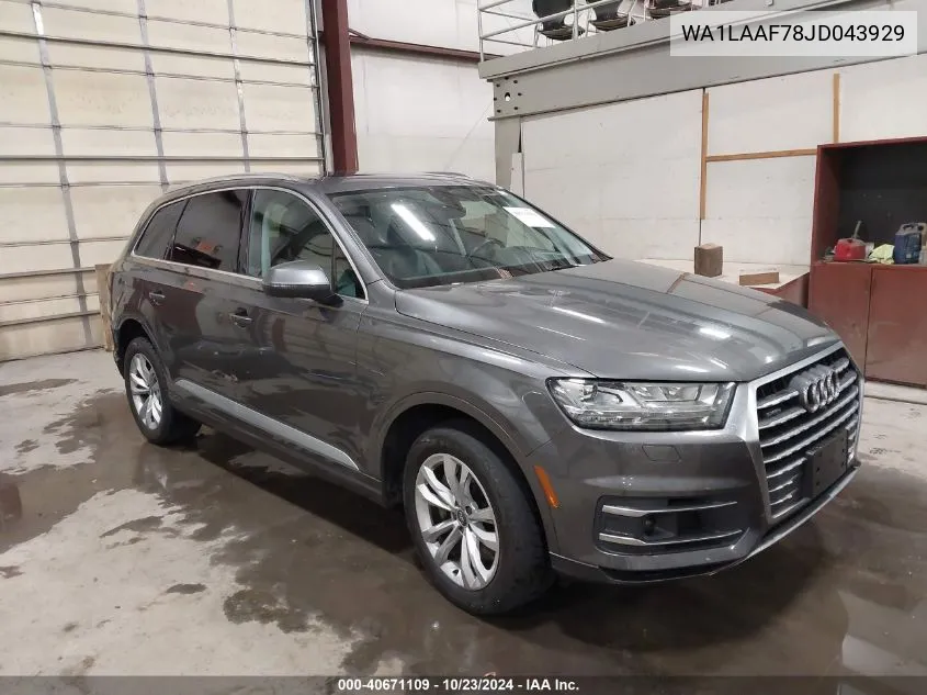 2018 Audi Q7 3.0T Premium VIN: WA1LAAF78JD043929 Lot: 40671109