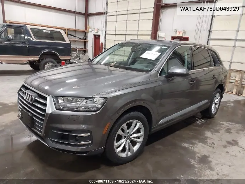 2018 Audi Q7 3.0T Premium VIN: WA1LAAF78JD043929 Lot: 40671109