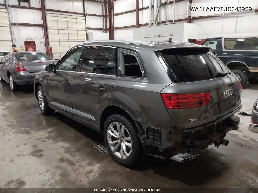 2018 Audi Q7 3.0T Premium VIN: WA1LAAF78JD043929 Lot: 40671109