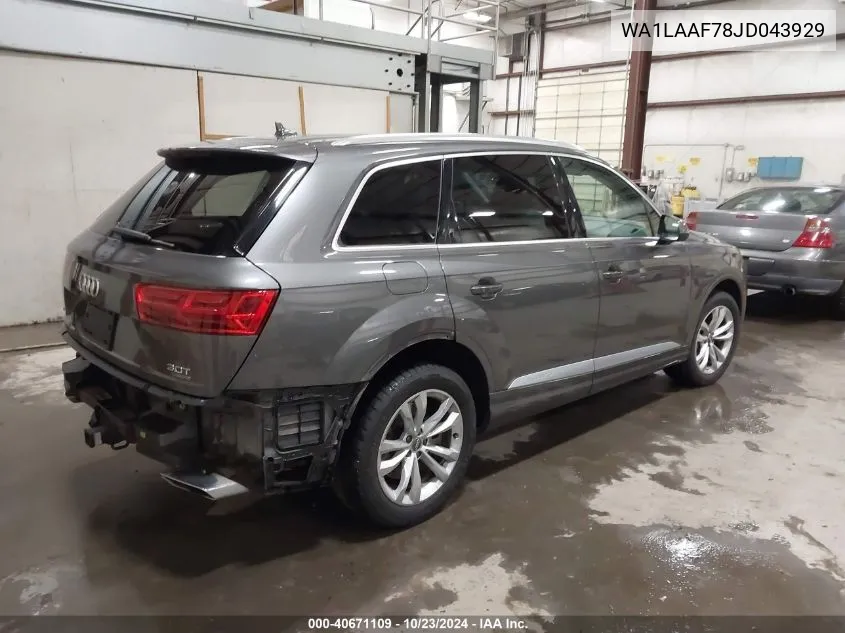 2018 Audi Q7 3.0T Premium VIN: WA1LAAF78JD043929 Lot: 40671109