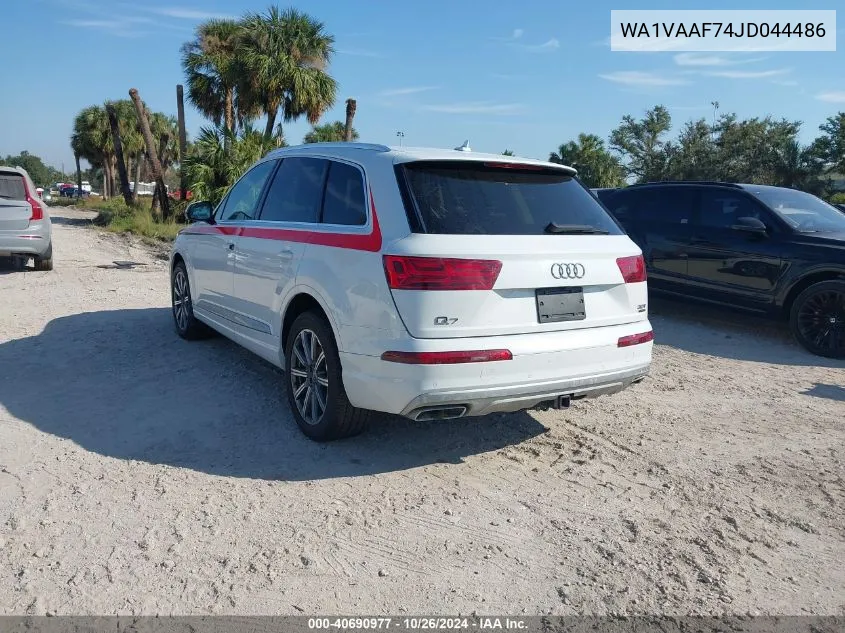 2018 Audi Q7 3.0T Premium VIN: WA1VAAF74JD044486 Lot: 40690977