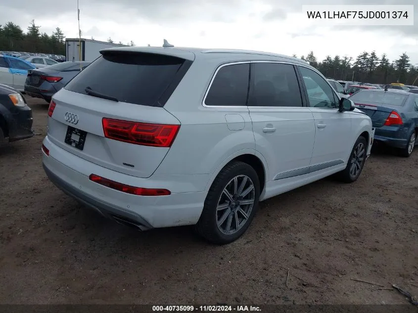 2018 Audi Q7 2.0T Premium VIN: WA1LHAF75JD001374 Lot: 40735099