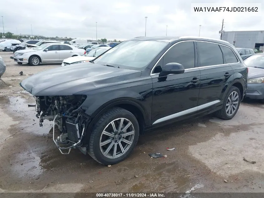 2018 Audi Q7 3.0T Premium VIN: WA1VAAF74JD021662 Lot: 40738017