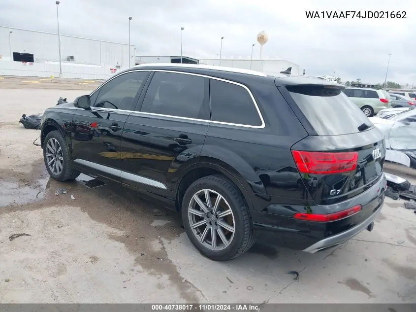 2018 Audi Q7 3.0T Premium VIN: WA1VAAF74JD021662 Lot: 40738017