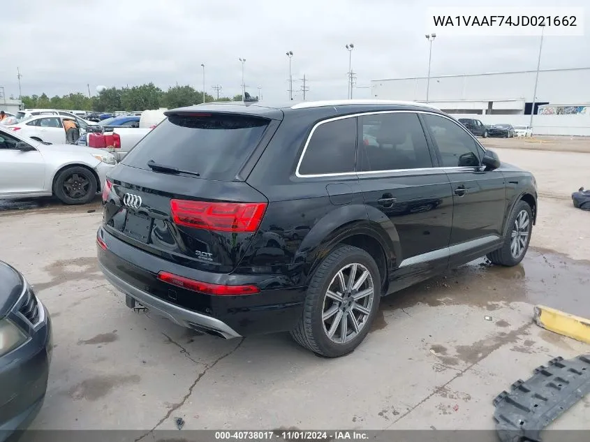 2018 Audi Q7 3.0T Premium VIN: WA1VAAF74JD021662 Lot: 40738017