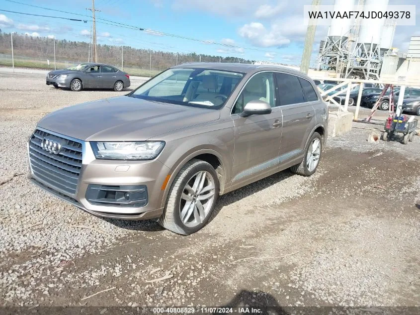 2018 Audi Q7 3.0T Premium VIN: WA1VAAF74JD049378 Lot: 40808529