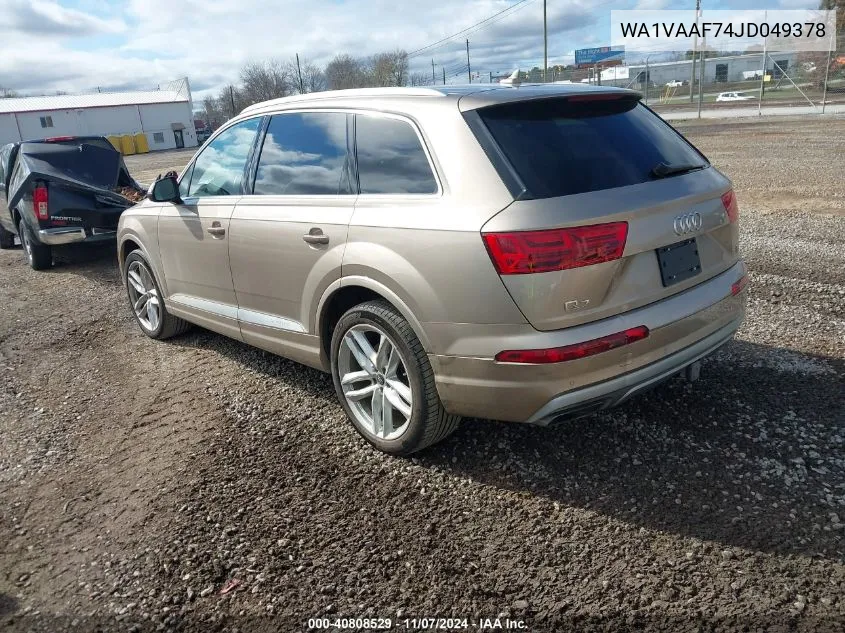 2018 Audi Q7 3.0T Premium VIN: WA1VAAF74JD049378 Lot: 40808529