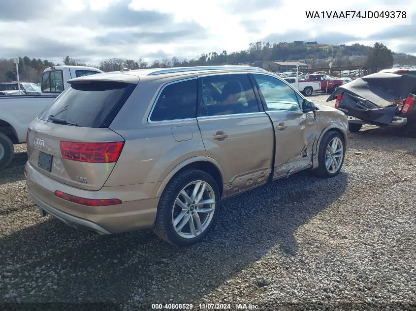 2018 Audi Q7 3.0T Premium VIN: WA1VAAF74JD049378 Lot: 40808529