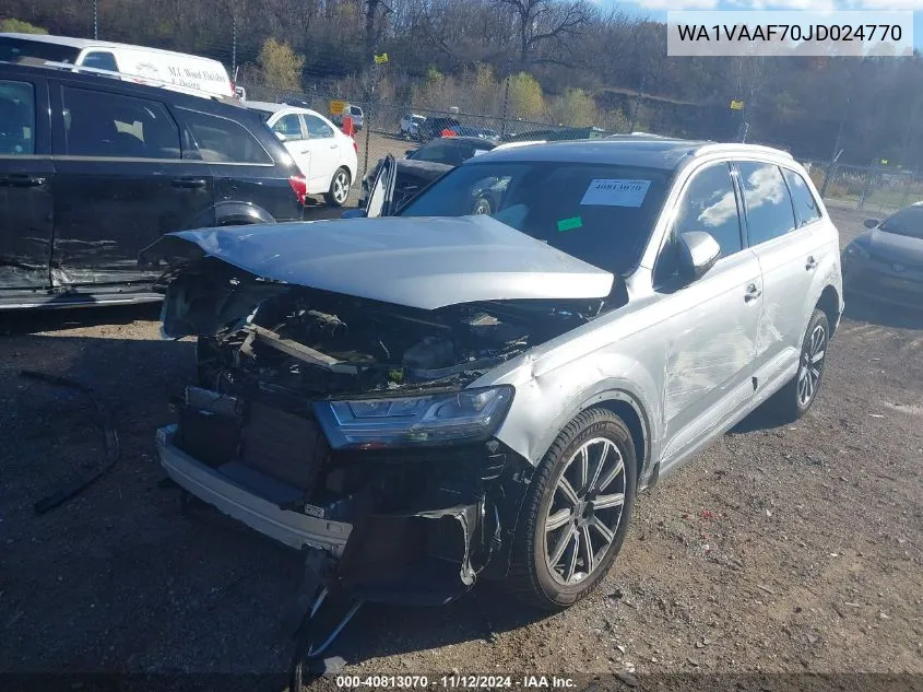 2018 Audi Q7 3.0T Premium VIN: WA1VAAF70JD024770 Lot: 40813070