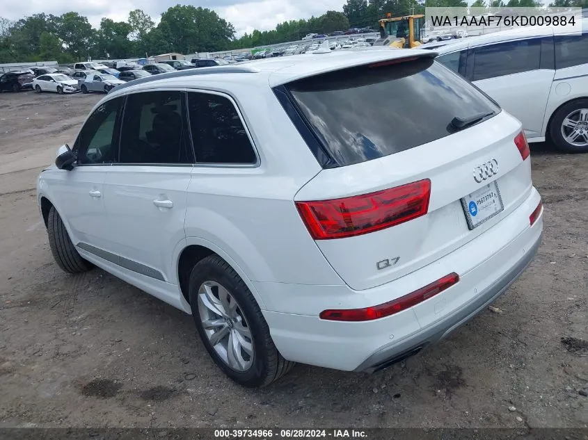 2019 Audi Q7 55 Premium VIN: WA1AAAF76KD009884 Lot: 39734966