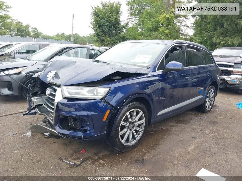 2019 Audi Q7 45 Se Premium VIN: WA1AHAF75KD038191 Lot: 39775871