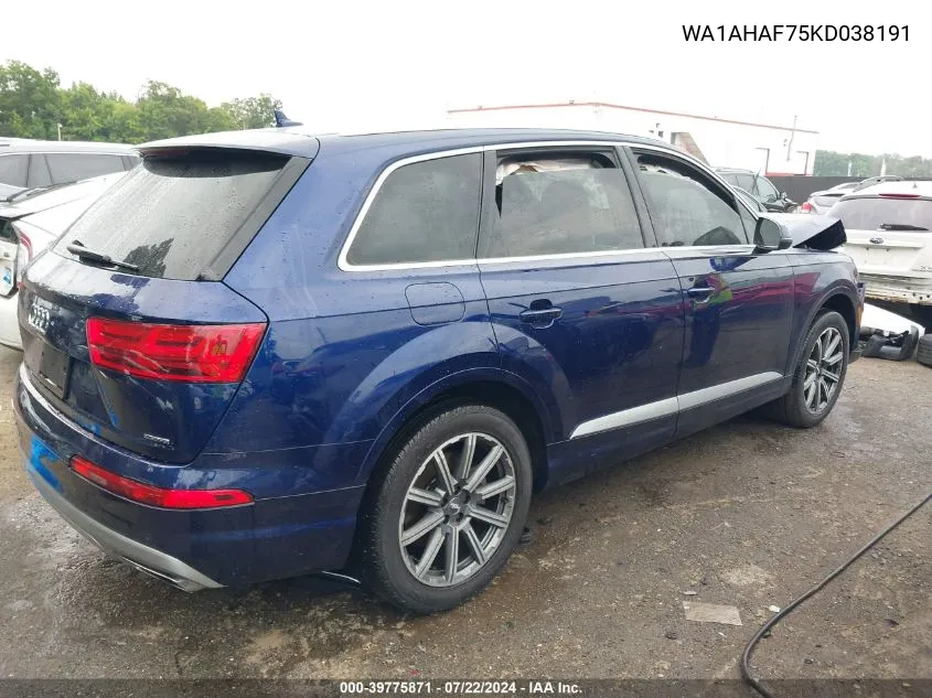 2019 Audi Q7 45 Se Premium VIN: WA1AHAF75KD038191 Lot: 39775871