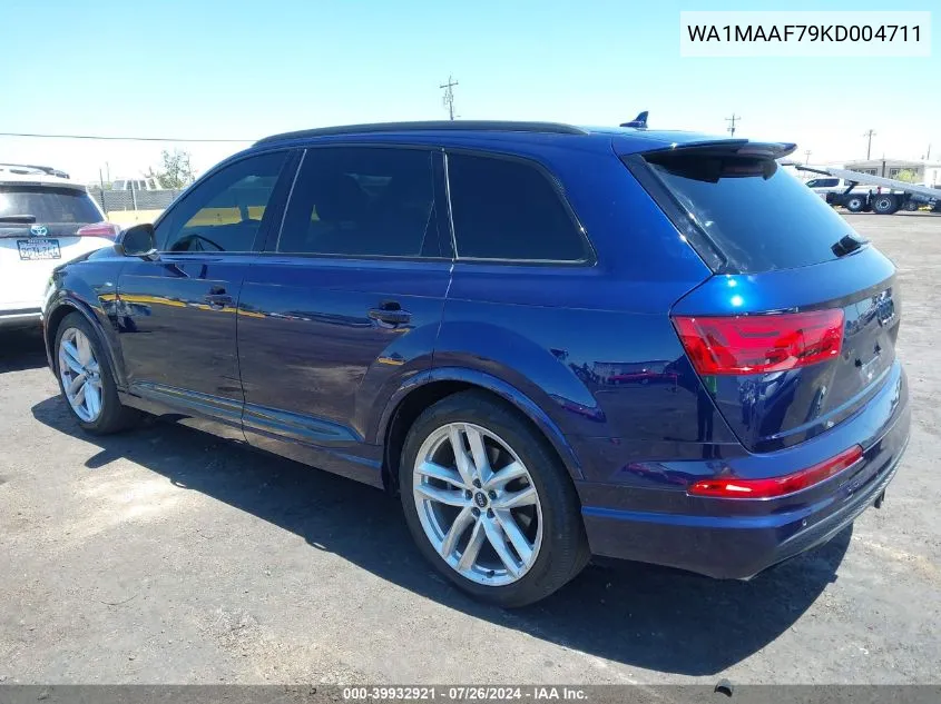 2019 Audi Q7 VIN: WA1MAAF79KD004711 Lot: 39932921