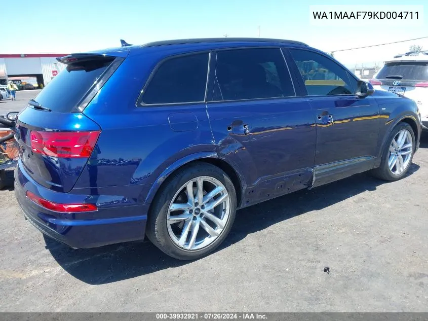 2019 Audi Q7 VIN: WA1MAAF79KD004711 Lot: 39932921